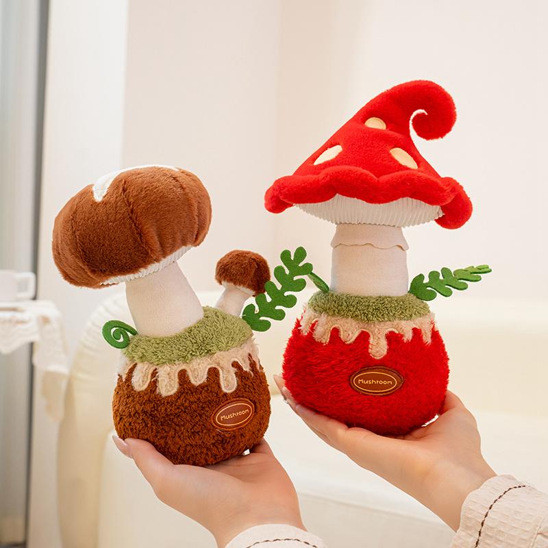 Stuffed Red Mushroom Plush Plants Toys Sofa Decor Comic Ooisonous Umbrella Mushroom Plush Toy Creative Mushroom Plushie Doll
