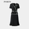 PORTS Women's Contrast Patchwork V-Neck Dress