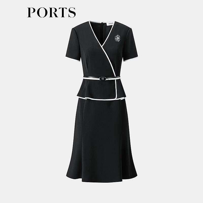 PORTS Women's Contrast Patchwork V-Neck Dress