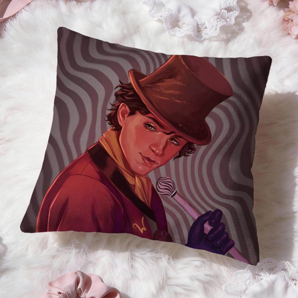 Moive W-Wonka Cushion Cover Premium Comfort Reversible Pillow Cove -Two in One Design for Any Room & Car Interior