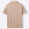 Men's Summer Casual Knit Jacquard Short Sleeve Cardigan Business Polo Shirt Button Front Lightweight Breathable Fabric