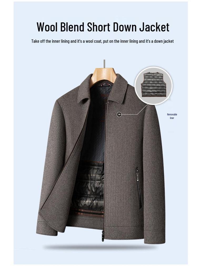 Men's Light Luxury Double-Sided Wool Coat - Short Lapel Autumn/Winter Jacket for Business Casual Wear