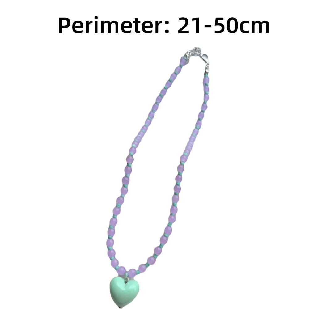 Acrylic Glass Beaded Chain Spring Summer Choker Necklace Fashion Heart Pendant Neck Accessories