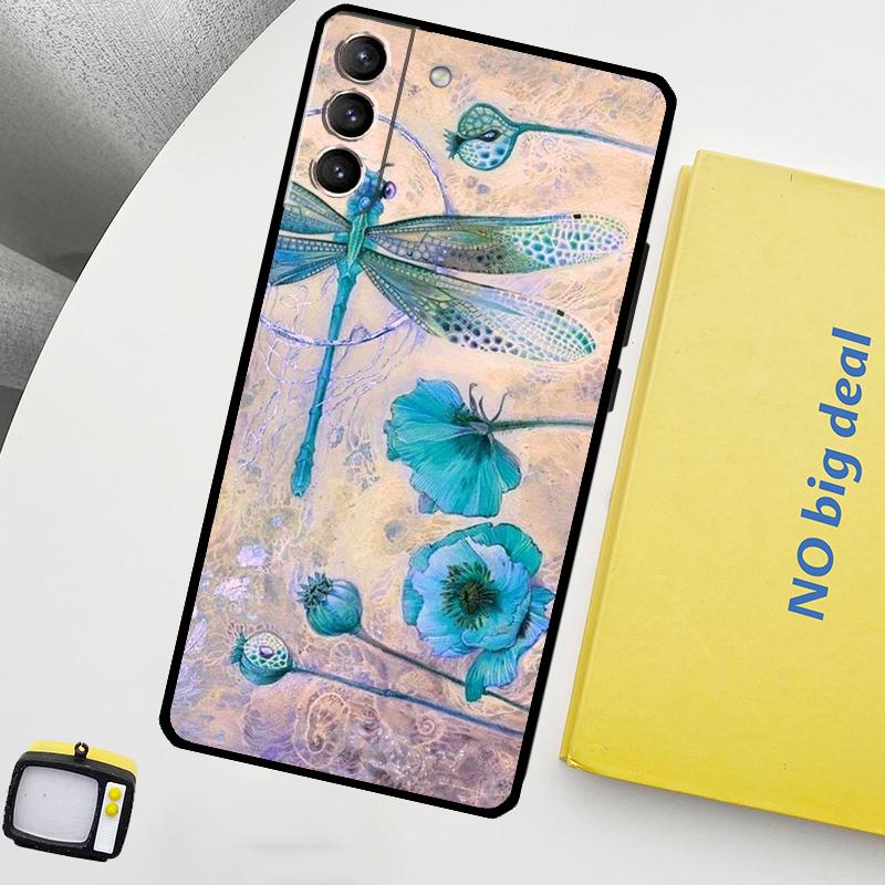Libellenmuster Handyhülle Für Samsung Galaxy S25 Ultra S20 S21 S22 S23 Plus S24 Ultra S9 S10 S25 FE Cover