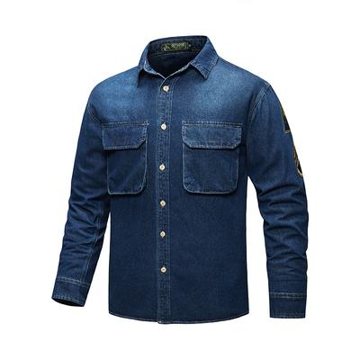 Spring and Autumn New Men's Denim Long Sleeve Shirt Japanese Casual Trend Large Size Shirt Jacket