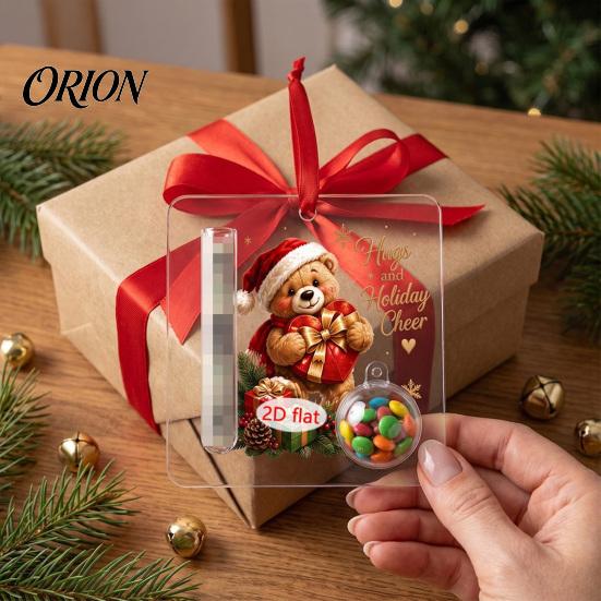 Holiday Tree Hanging Accessory Christmas Cash Gift Ornament, 2D Acrylic Money Holder Ornament with Clear Ball, Indoor Home Decor Decoration