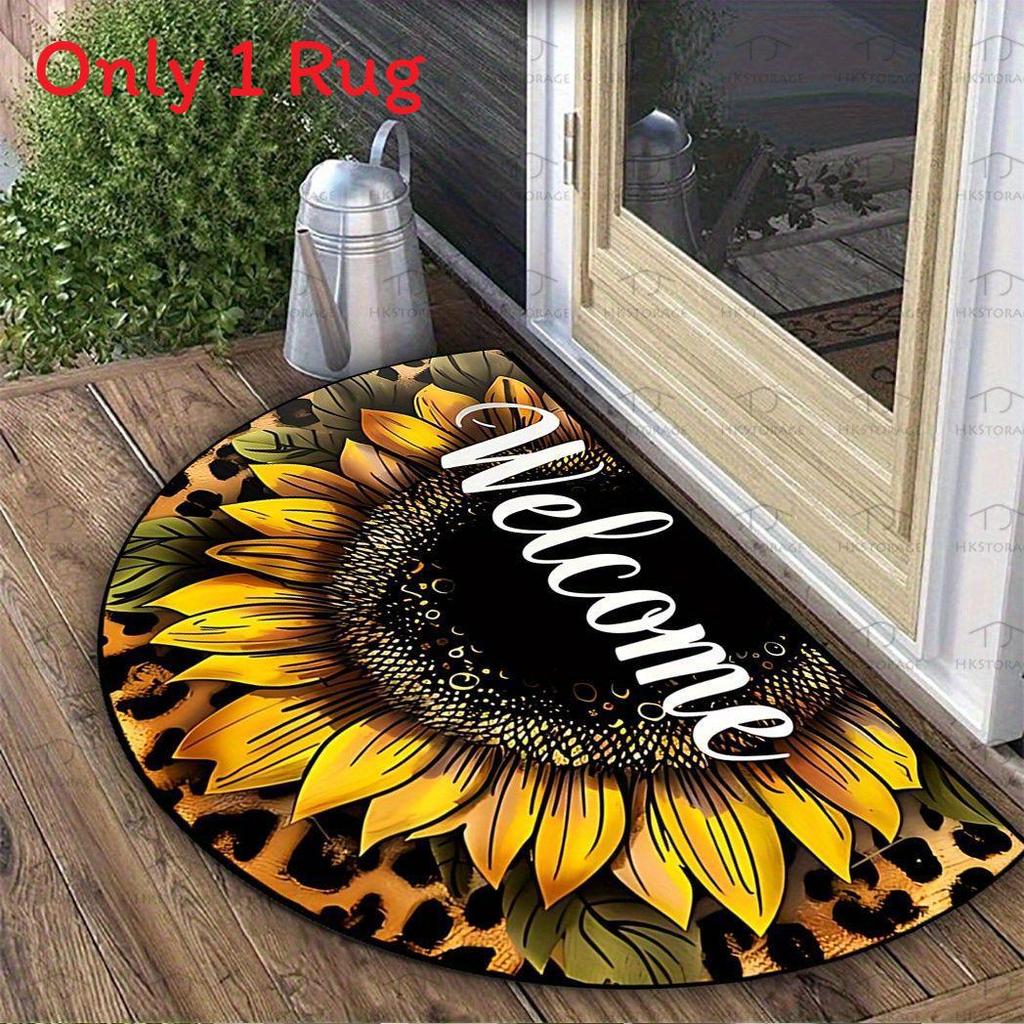Modern Geometric Semicircular Area Rug With Water Wash For Bathroom And Entrance