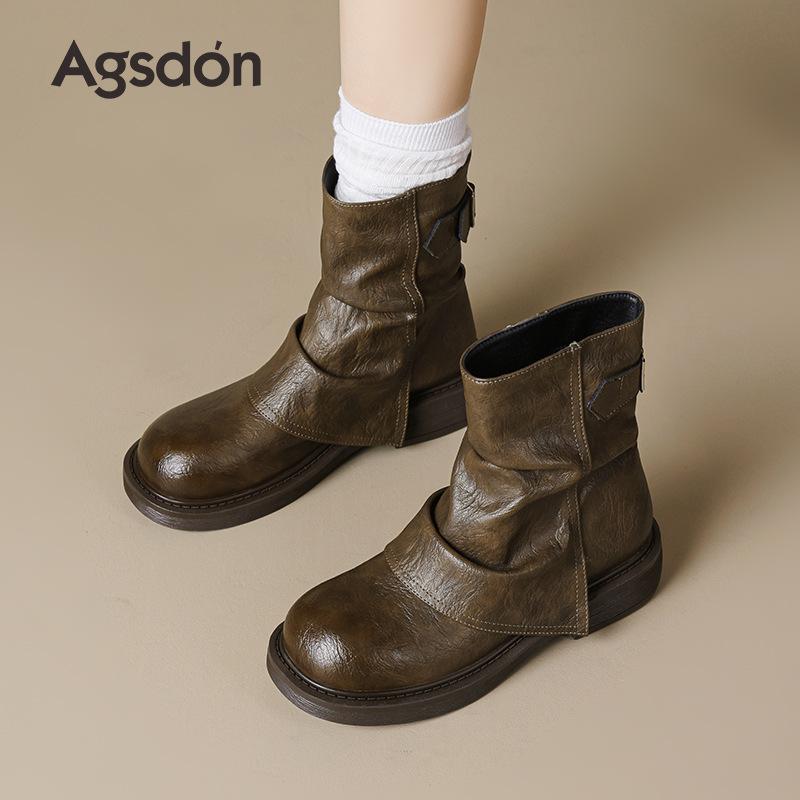 Augustine Martin Boots Women's 2025 New Autumn Platform Medium Boots Short Boots Maillard Brown Western Cowboy Boots