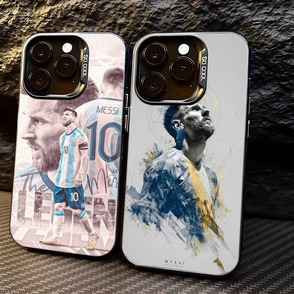 Football M-MESSi Cool Phone Case For iPhone 17,16,15,14,13,12,11 Plus,Pro Max,XS,Colorful Silver Phone case Funda Cover