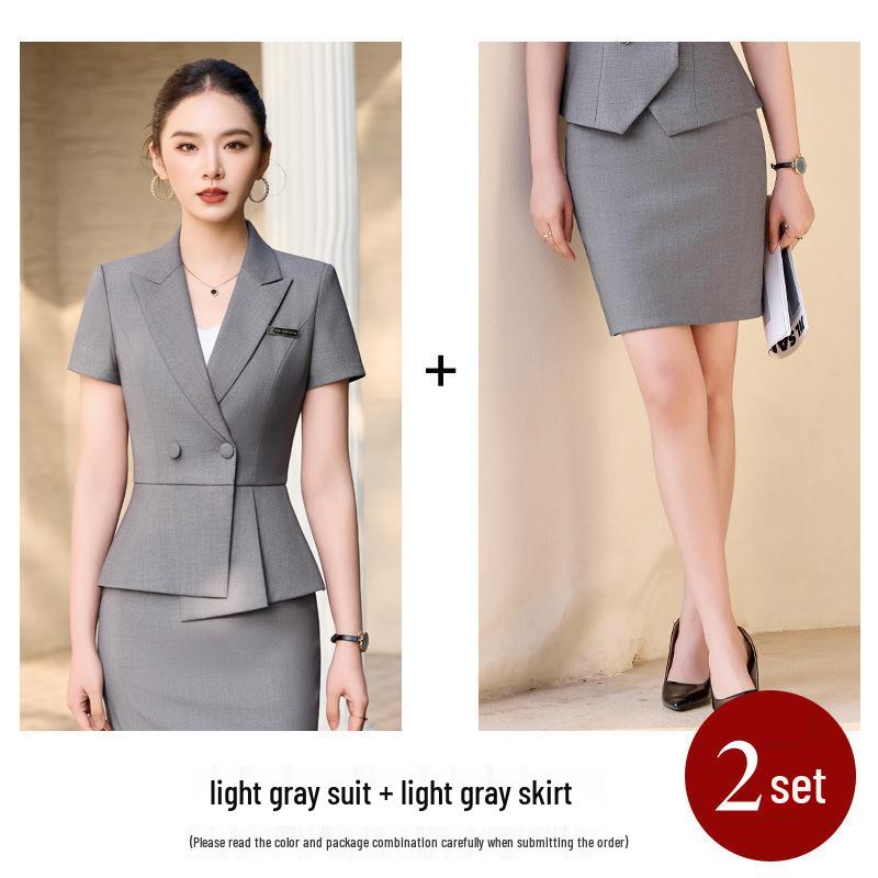 Women's Double-Breasted Short Sleeve Blazer - Summer Business Fashion