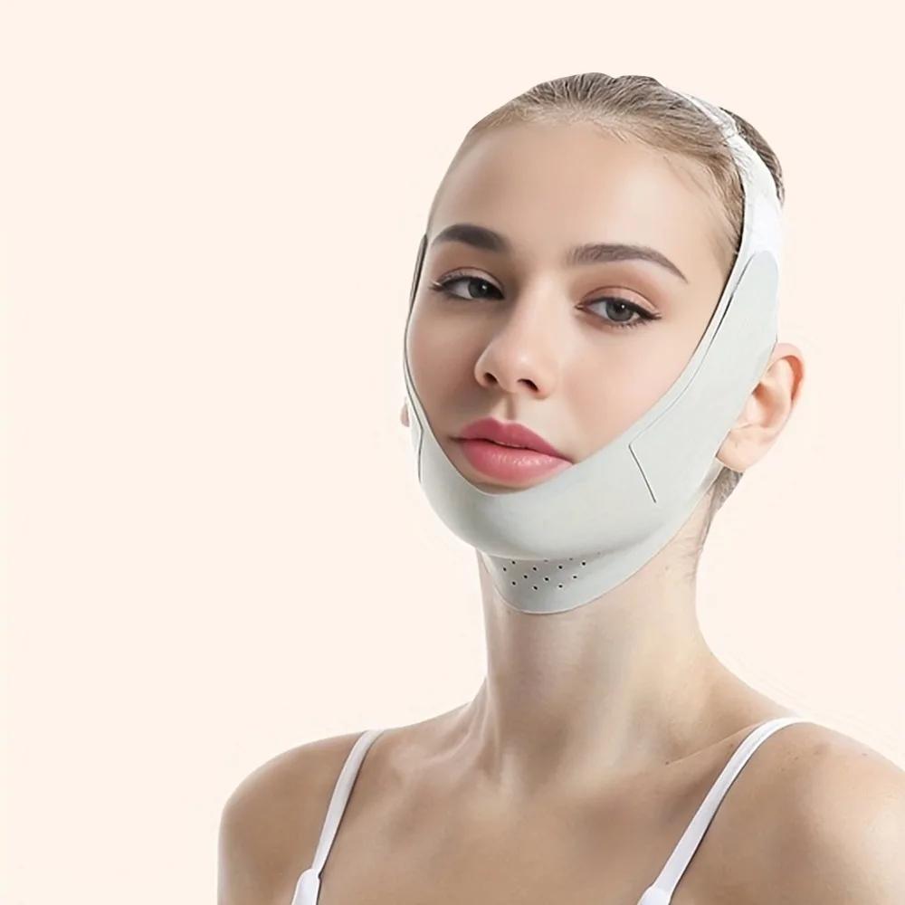 Tragbarer Verstellbarer Gesichtsstraffungs-Gürtel Atmungsaktiver V-förmiger Gesichtsstraffungs-Riemen Kühlend Wiederverwendbares Gesichtsstraffungsband Hautpflege