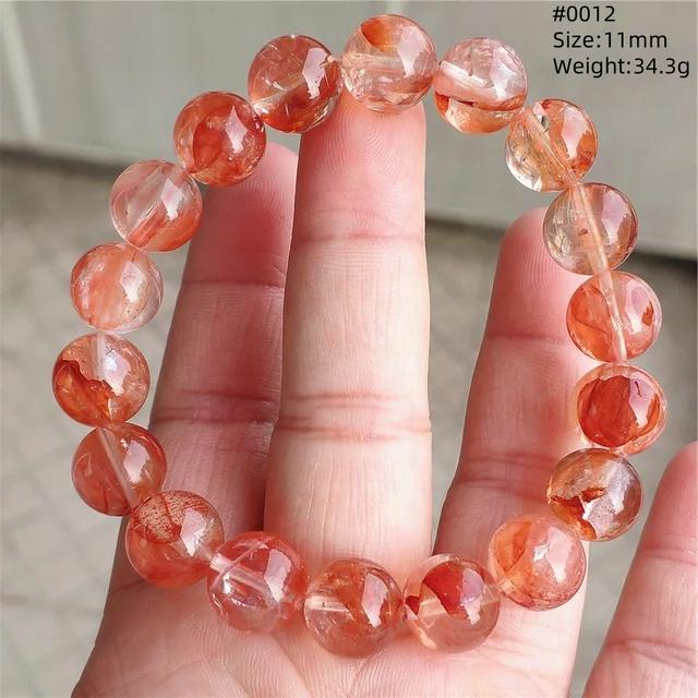 Natural Red Limonite Quartz Trendy Strand Bracelet Rare Stretch Yellow Phantom Round Beads Women Men Jewelry AAAAA