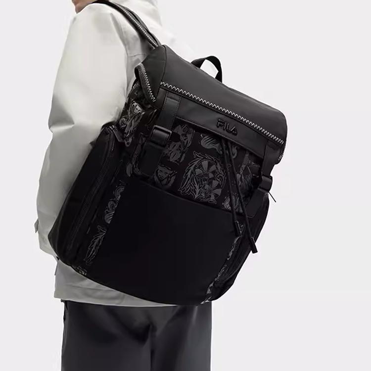New FILA Fabric With Synthetic Leather Backpack Regular Men's Black F13M418104FBK
