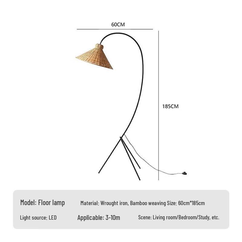 Retro Japanese Rattan Floor Lamp