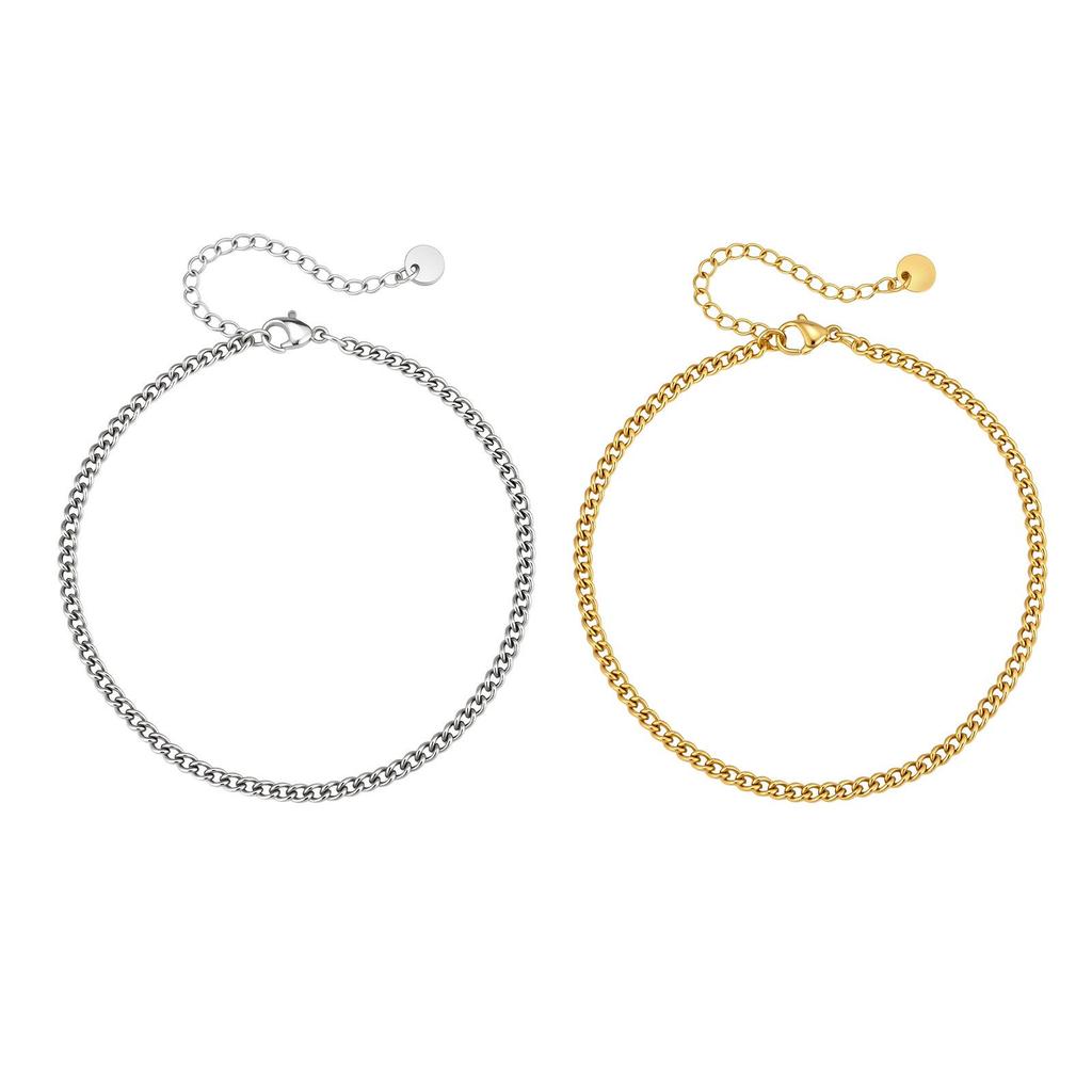 Women's Gold Stainless Steel Chain Anklet - European & American Style