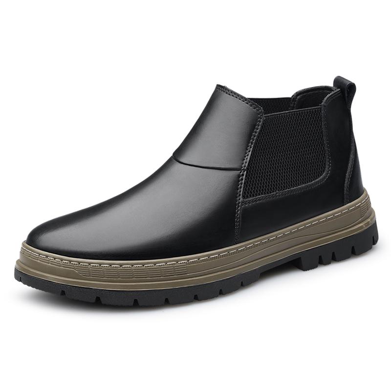 

Chelsea Boots Men Shoes Casual Shoes Classics Ankle Boots High Quality Retro Designer Office Versatile Motorcycle Boots 45 чёрный
