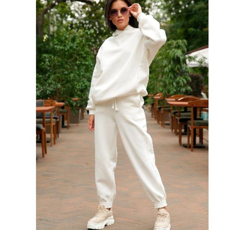 

European and American-Style White Hooded Fleece Long-Sleeved Sweatshirt for Morning Running White L
