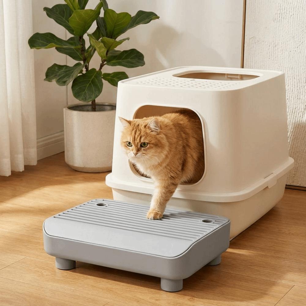 Double Layer Cat Step Filter Pedal Splash-proof Cat Litter Ramp Pet Pedal Step Stool Easy Cleaning