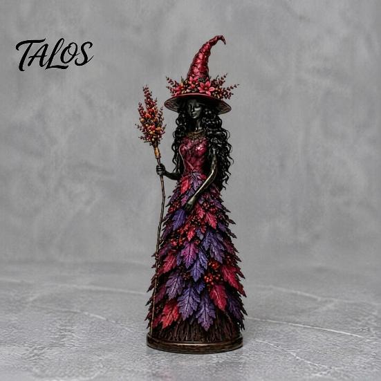 Halloween Party Table Decorations Autumn Witch Figurine, Desktop Decoration, Seasonal Resin Statue with Indoor Fall Home Accessories Leaf Gown
