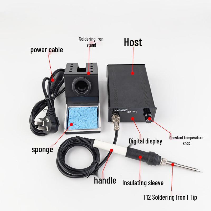 

T12 Smart Soldering Station with Digital Display and Auto Sleep - High Power for Mobile Phone Board Repairs T12 with Small Knife Tip
