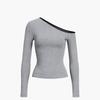 Spring New Skew Collar Long Sleeve Sexy T-shirt Women Fashion Slim Fit Off Shoulder Tops Casual Woman Tshirts Elegant Solid Street Y2K Tee Shirt 26473