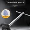 Adjustable T Shaped Wrench for Bathroom and Kitchen Use Flat Design Tight Space Ergonomic Handle Sturdy Steel Construction