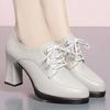 New Style Thick-soled Anti-slip Shoes, Soft Leather Thick Sole, Casual High-heeled Single Shoes for Women