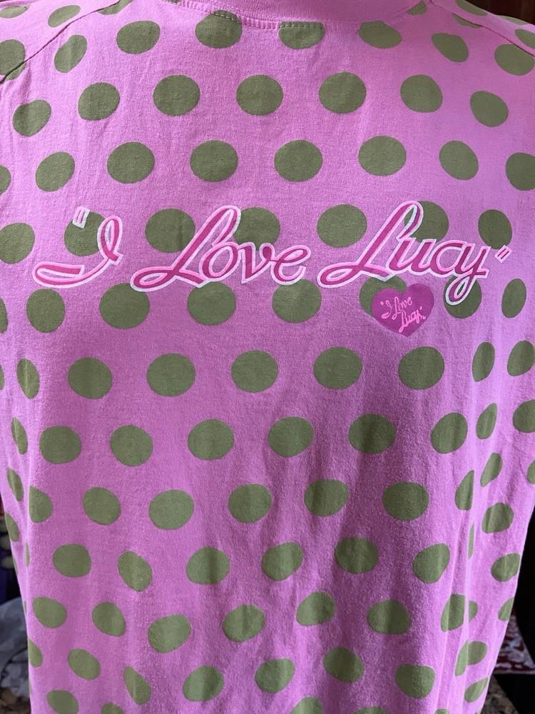 I love Lucy Lucille Ball pink and green polkadot T-shirt one size