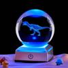 Dinosaur Cartoon 3D Crystal Ball Night Light - Luminous Glass Ornament Birthday Gift