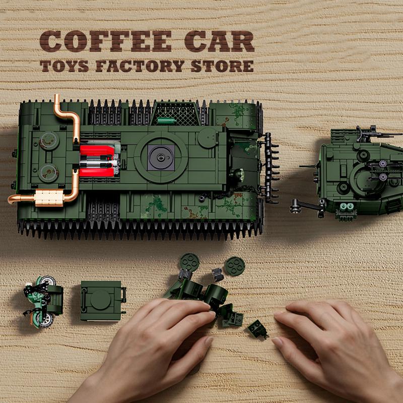 Non-Toxic New Heavy Tank V2 Building Bricks Ww2 Military Panzer Moc Blocks Puzzle Toys Army Soldier Armored Cars Model Birthday Gifts Diy