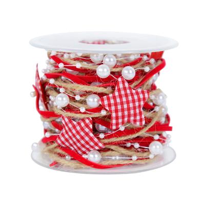 Cinta de Decoración Navideña de 1/2M Cadena de Cuentas Estrella Cinta Adorno para Árbol de Navidad Caja de Regalo Navideña para Armar Packaging Nuevo Año 2026 Natal