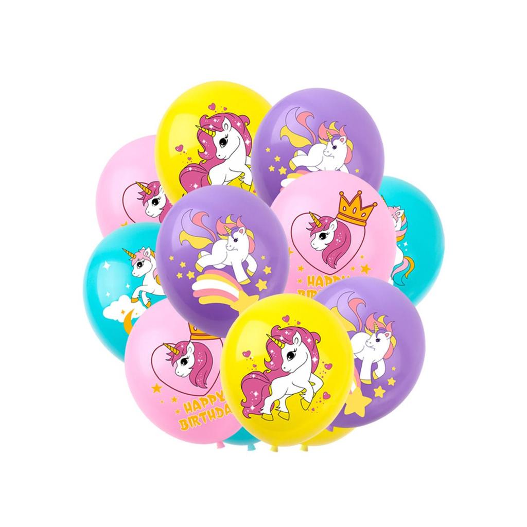 Unicorn-themed Girl Birthday Party Supplies Banner Latex Balloon Cake Topper Decoration Set