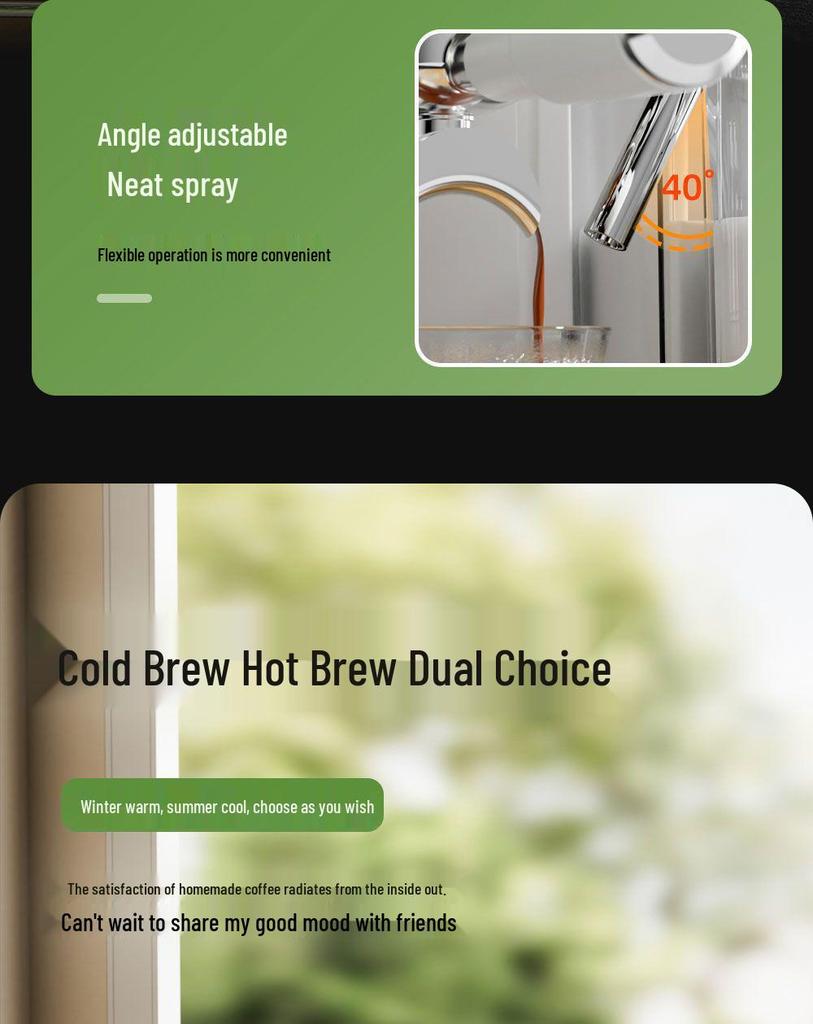 Dual Temperature Smart Coffee Machine with One-Button Operation and Automatic Milk Frother