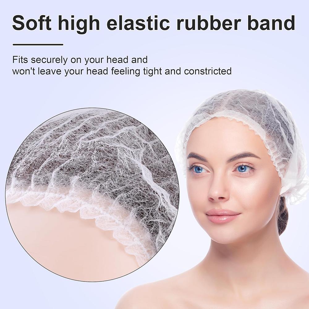 New 100pcs 21inch Disposable Bouffant Caps Hairnets for Food Service, Labs, Hospital