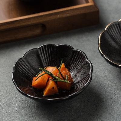 Japanese Style Ceramic Sauce Dish Seasoning Small Snack Dish Dipping Dish Seasoning Bowl Gold Edged Black