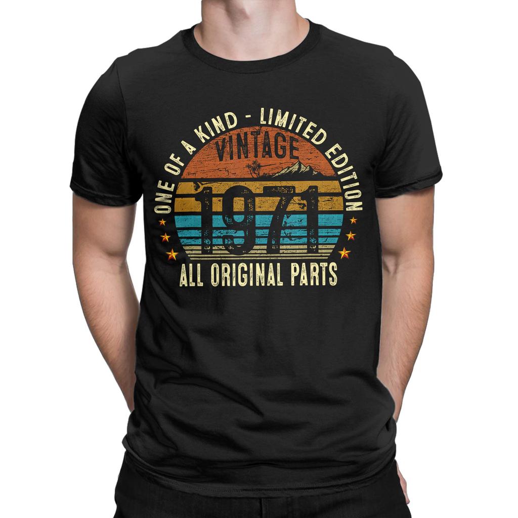 Vintage 1971 Limited Edition Unisex Unisexs T Shirt 55th Birthday Novelty Tees Short Sleeve Round Neck TShirts Cotton Tops