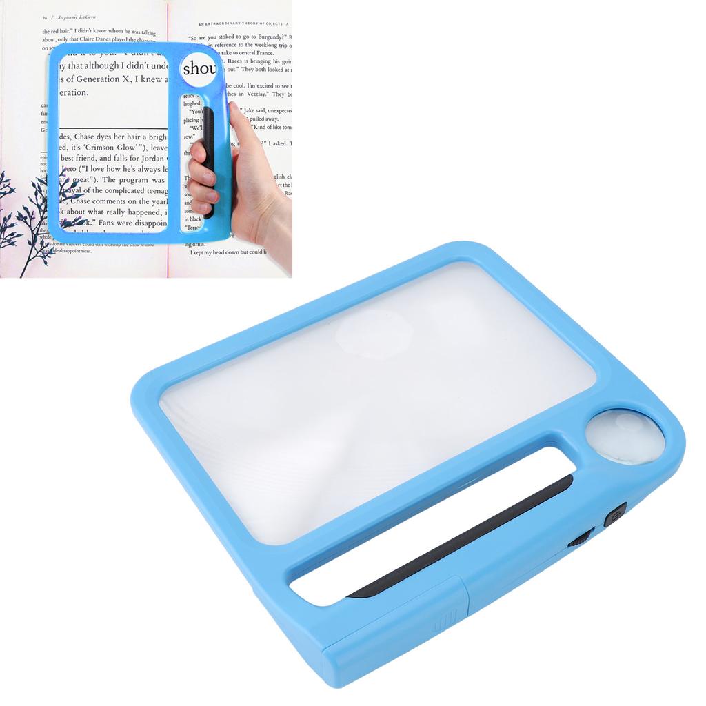Handheld Magnifying Glass with Light 5X 10X Rectangle Reading Illuminated Magnifier Three Gears Adjustable with Ergonomic Handle