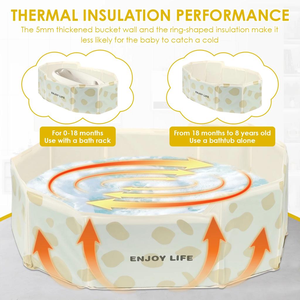 PVC Foldable Baby Bath Portable Bathtub Large Toddler Bathtub with Drain Valve Space Saving and Robust Paddling Pool for Home