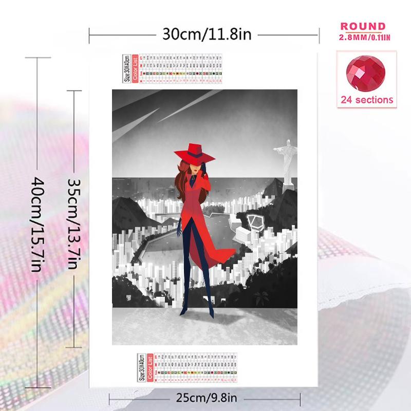 Carmen Sandiego 100% Round Full Drill 5D DIY Diamond Painting Embroidery Cross Stitch Rhinestone Décor