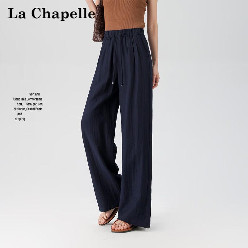 La Chapelle Women's Linen Blend High-Waisted Wide-Leg Pants