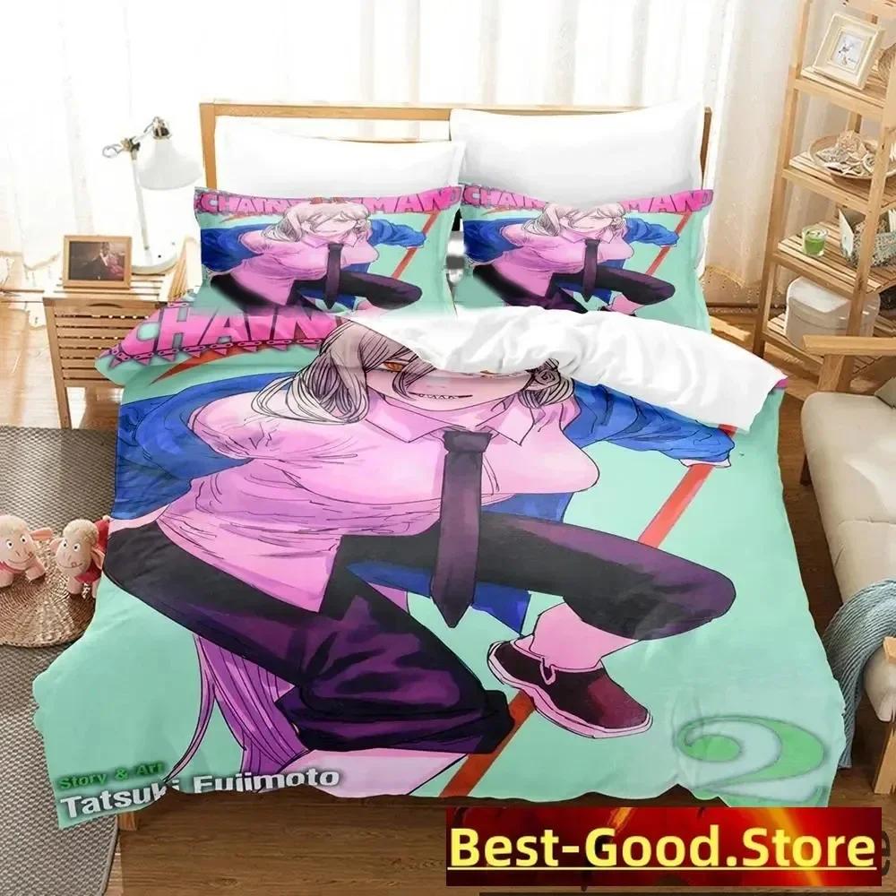 

Comforter Anime Chainsaw Man Bedding Set Printed Bed Set With Soft Single Double Queen Super King Size Boys Adult Comforter (quilt)-EU Single(135*200cm)3pcs