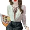 Women's Plus Size Fleece-Lined Chiffon Lace Top - Autumn/Winter Warm, Versatile & Stylish