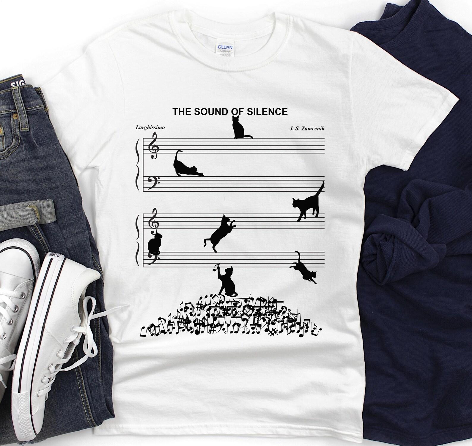 The Sound of Silence cats T-Shirt | Music Sheet Cat Silhouettes S
