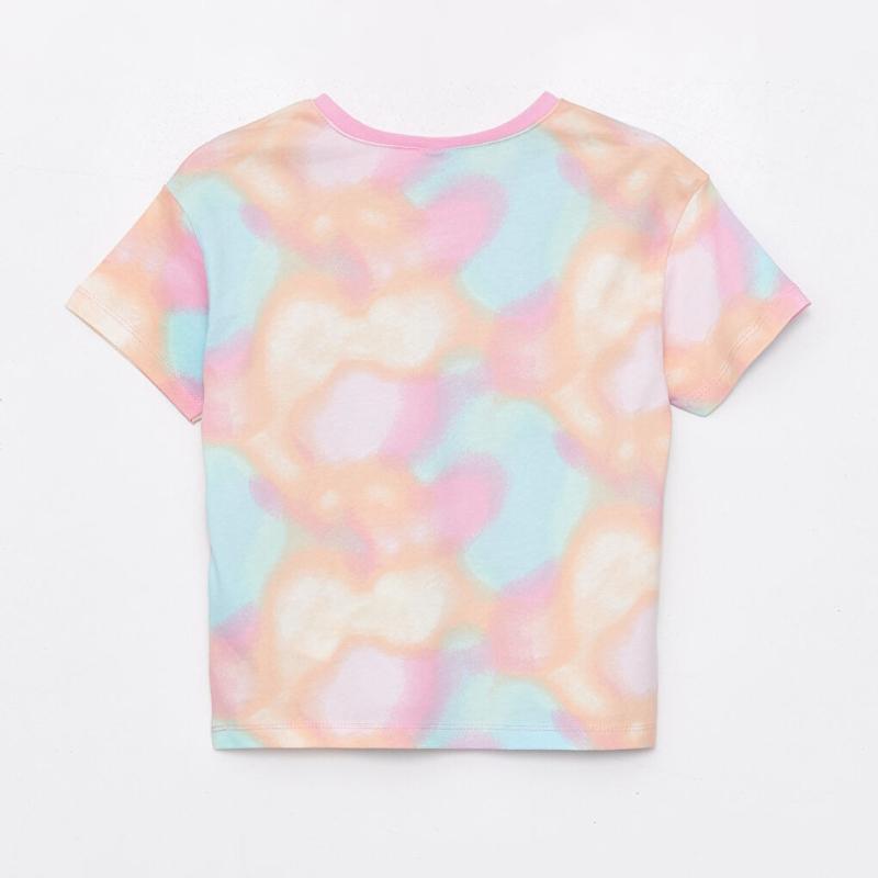 Children's Cartoon Unicorn Print Cute Tie Dye Multi-color T-shirts Girls Fashionable Soft Comfortable T-shirt