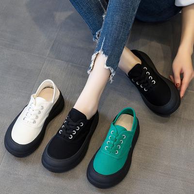 Canvas Shoes Women's New Summer Versatile Office Workers Breathable Soft Sole Not Tired Feet Thick Sole Two Wear Sneakers