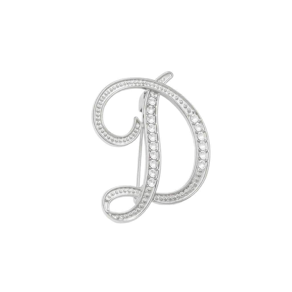 Alloy Letter Brooch with Embedded Crystals Elegant Alphabet Pin Suitable for Formal and Casual Wear Stylish Metal Letter Accessory