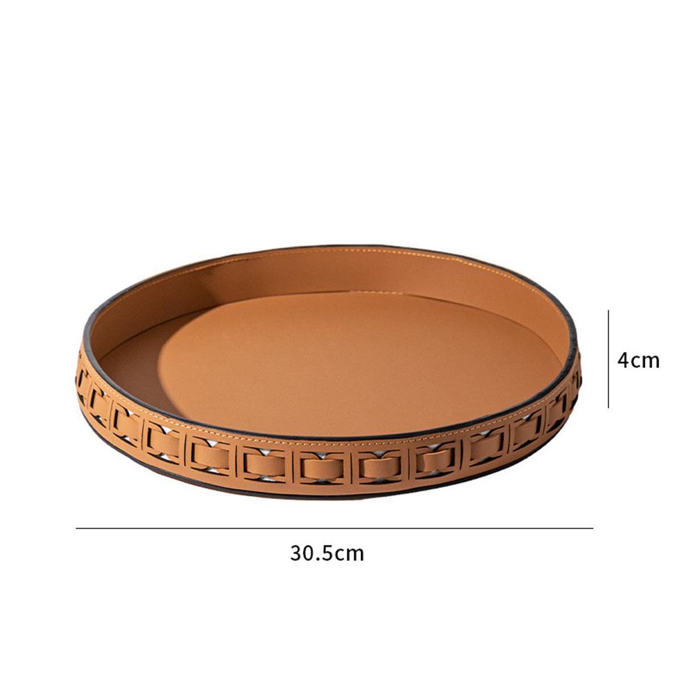 Light Luxury Round Key Storage Tray Living Room Leather Storage Tray Household Cosmetics Storage Tray New Decorative Ornaments
