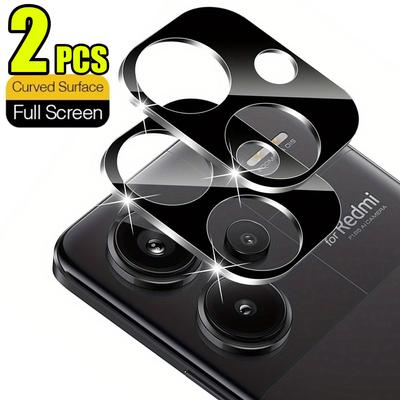 2 STÜCKE Schwarzer, zweischichtiger Objektivschutz aus gehärtetem Glas für Redmi 14C 13 13C Redmi Note 13 4G 5G Note 13 Pro 4G 5G Note 13 Pro+ 5G Kamera-Schutzfolie