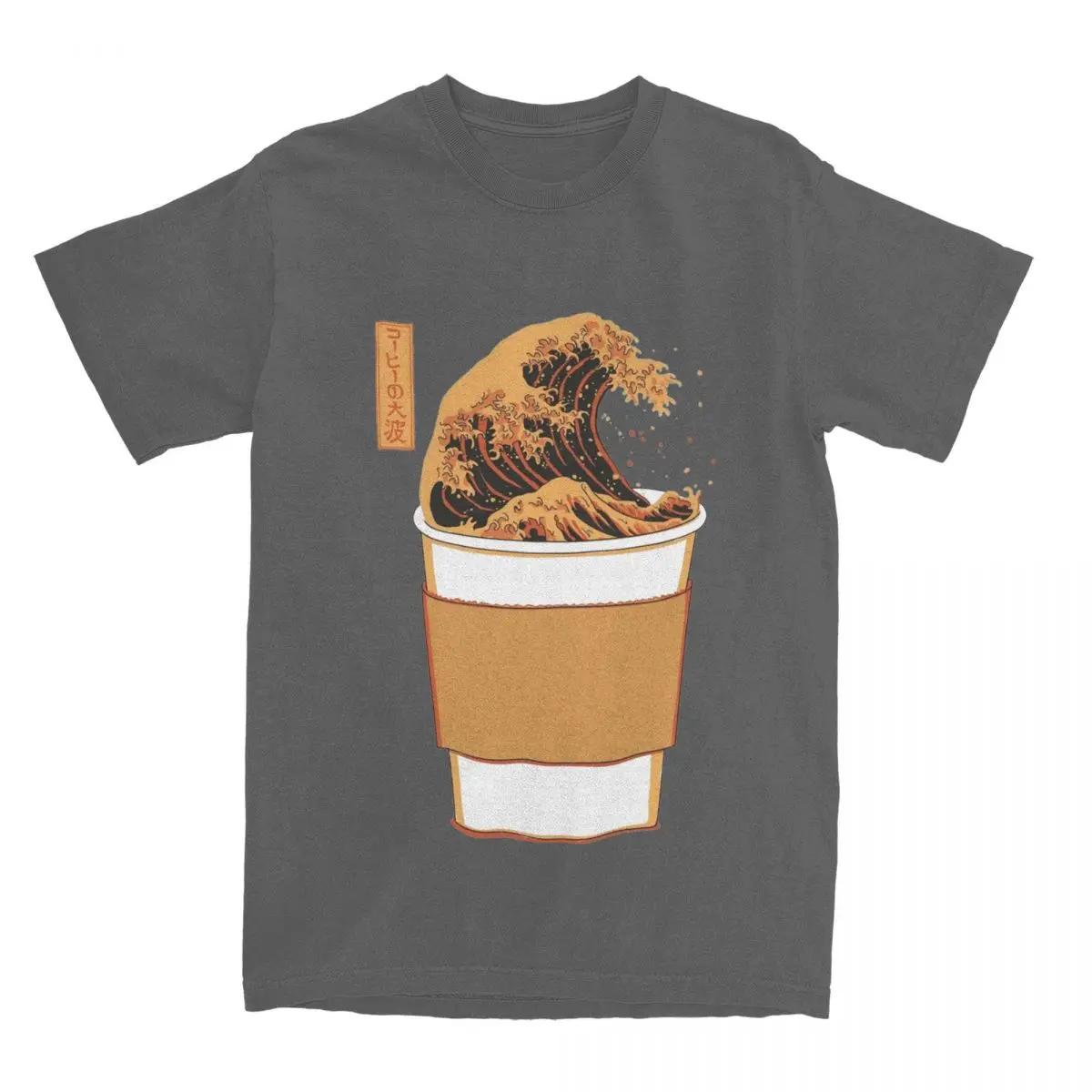 

Футболки с надписью «The Great Wave Of Coffee» для мужчин и женщин. Футболки с коротким рукавом. Все сезоны. M темно серый