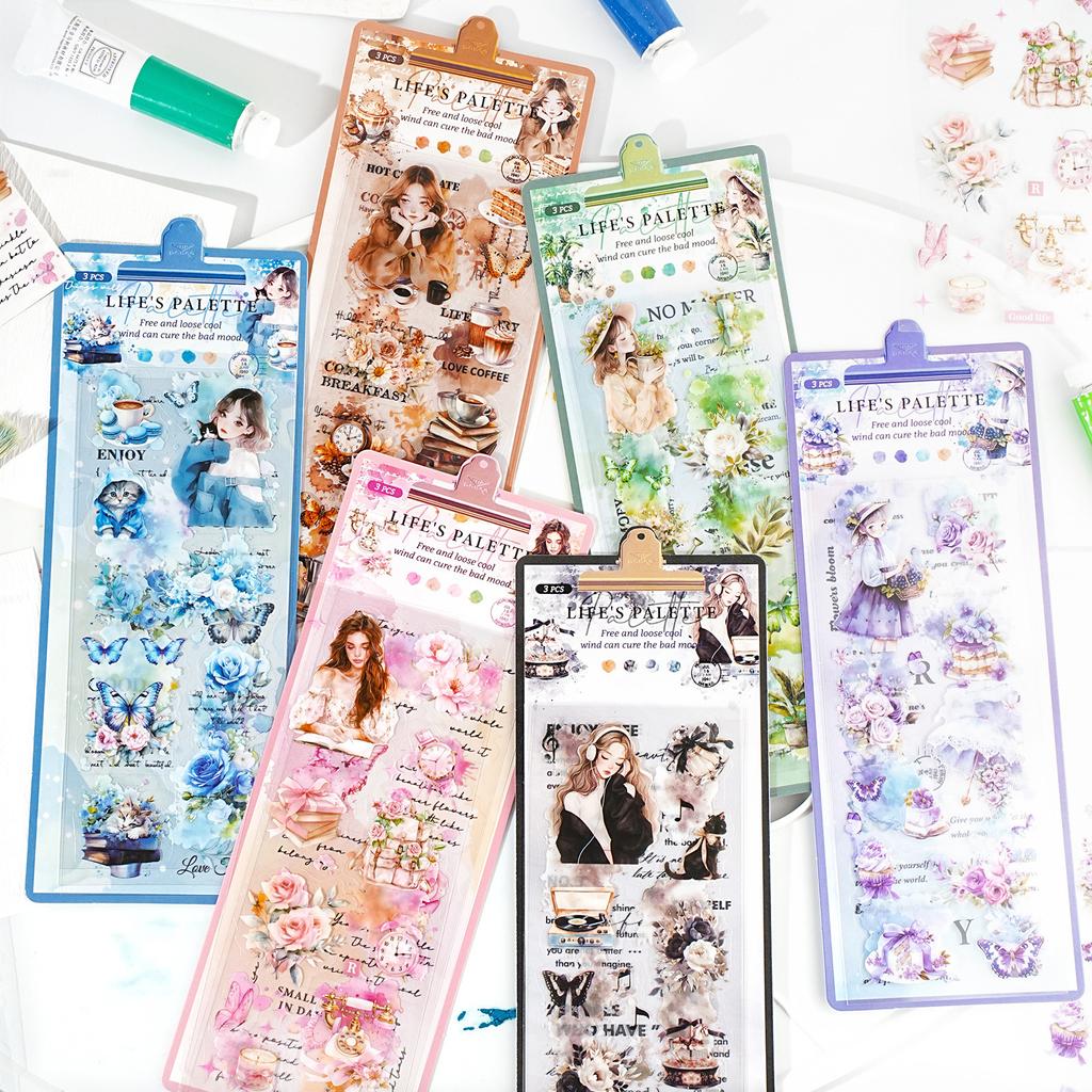 3pcs/lot Kawaii Stationery Stickers Life Palette Diary Planner Decorative Mobile Stickers Scrapbooking DIY Craft Stickers